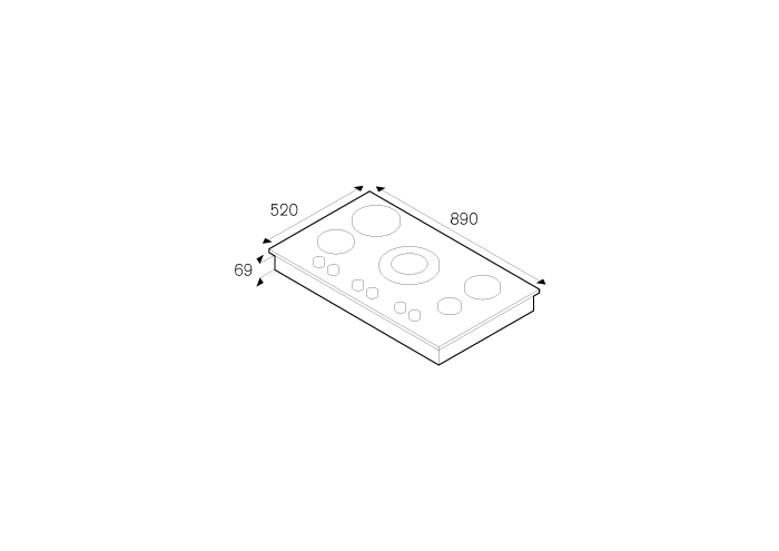 90 3-Segment 3-Burner Gas/Griddle hob | Bertazzoni